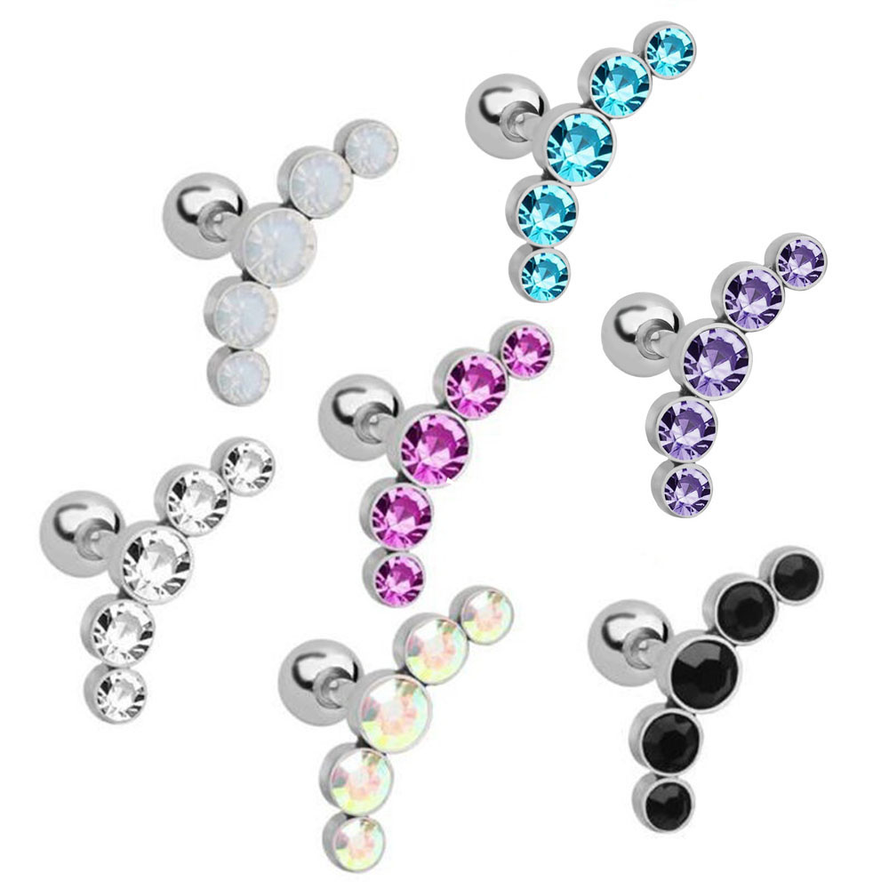 1Pcs Fashion 16G Crystal Gem O - Body Jewelry Cartilage Earrings ulasan dan harga