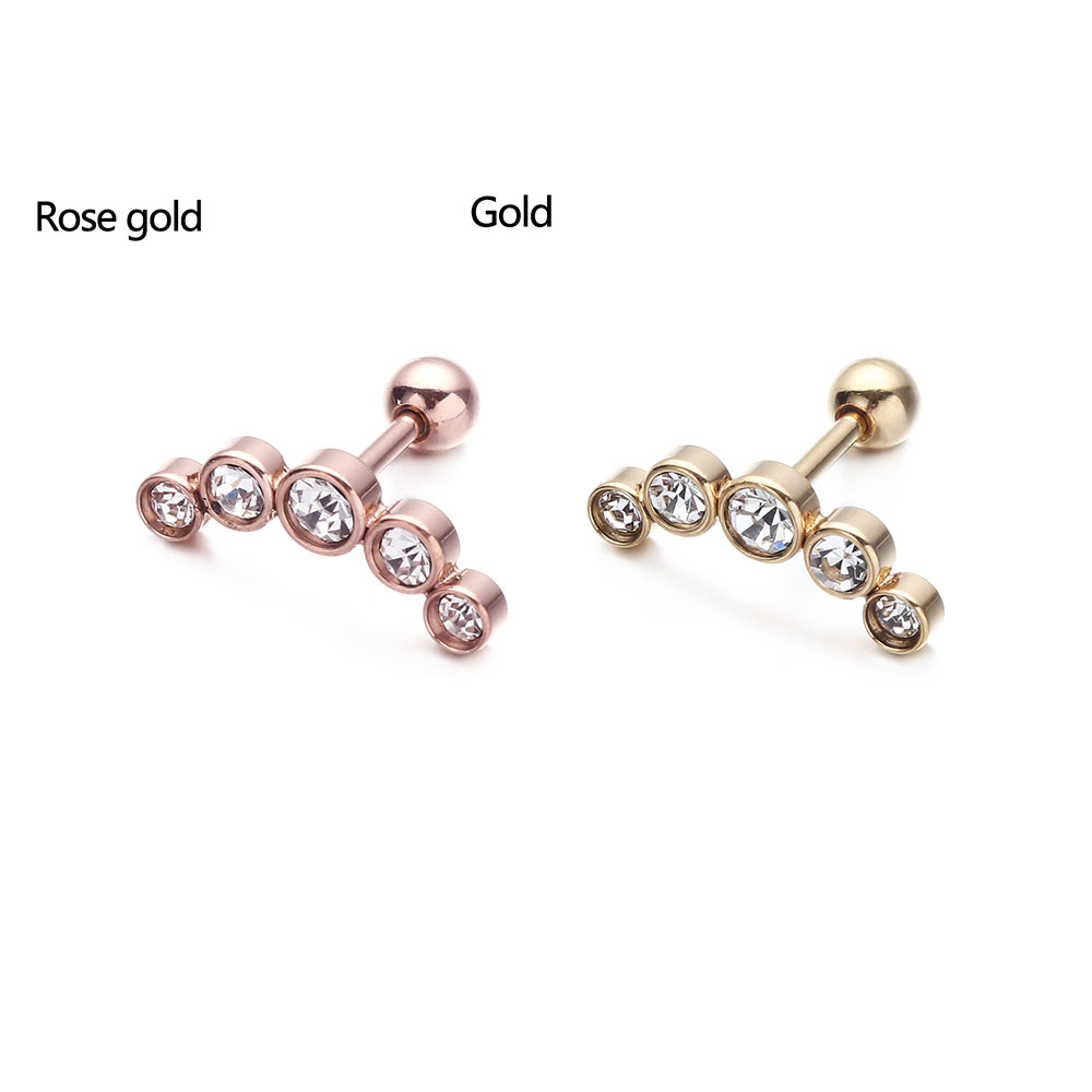 1Pcs Fashion 16G Crystal Gem O - Body Jewelry Cartilage Earrings ulasan dan harga