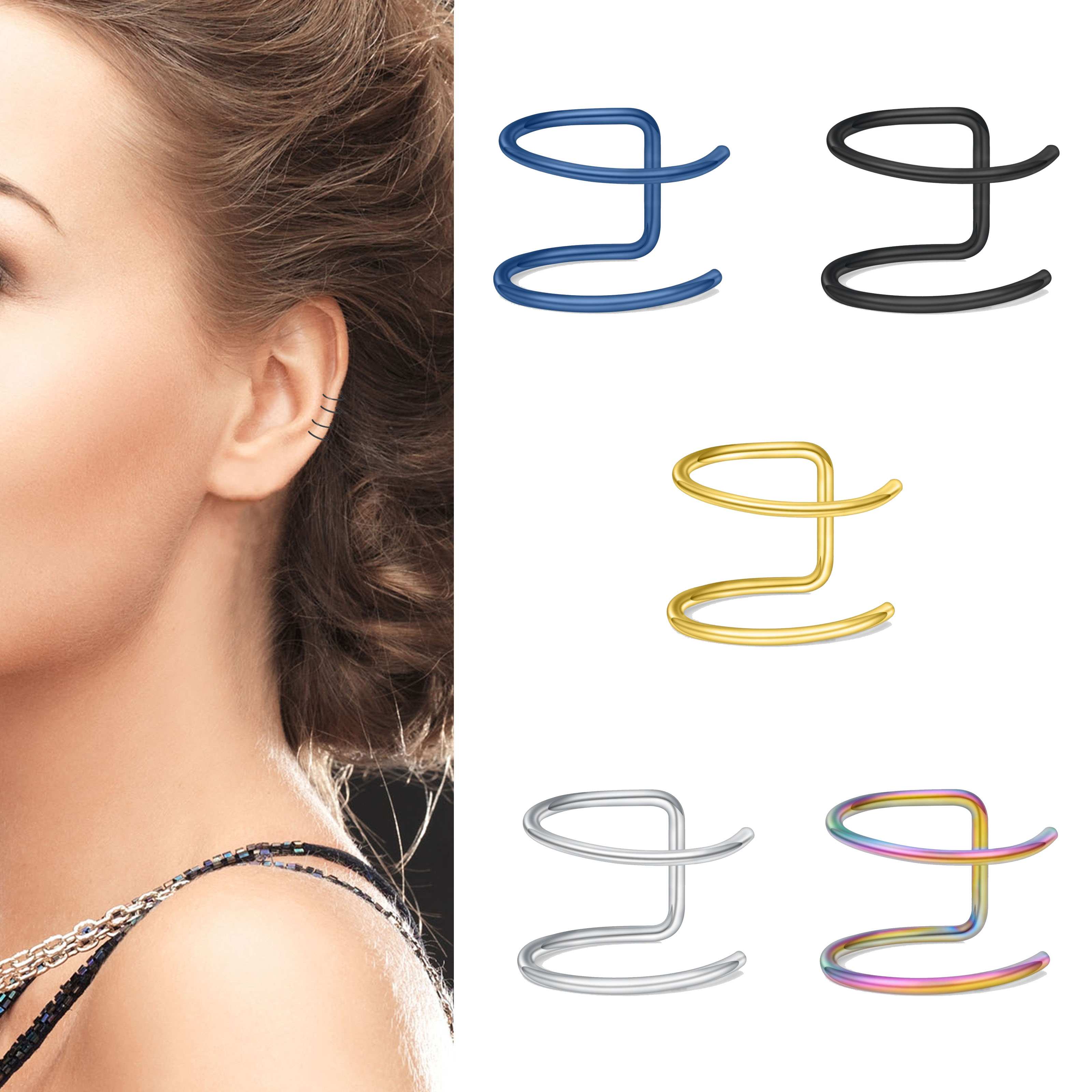 2pcs New No-Piercing Ear Cuffs - Body Jewelry Cartilage Earrings ulasan dan harga