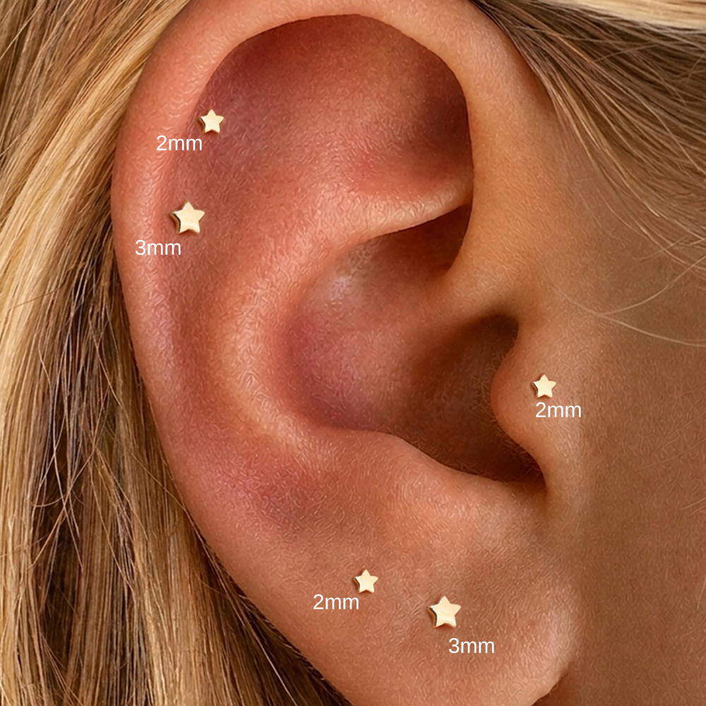 CANNER 14K Solid Gold Tiny Sta - Body Jewelry Cartilage Earrings ulasan dan harga