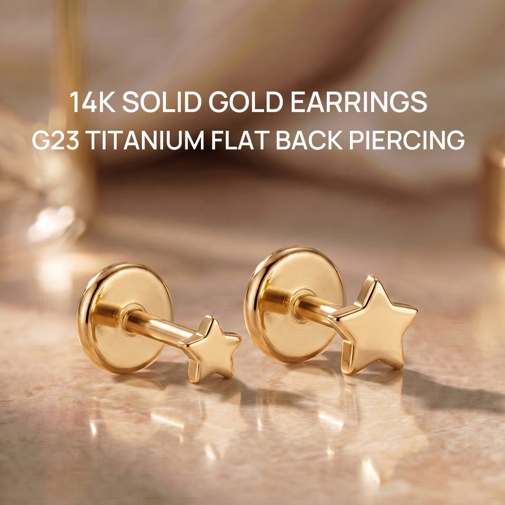 CANNER 14K Solid Gold Tiny Sta - Body Jewelry Cartilage Earrings ulasan dan harga