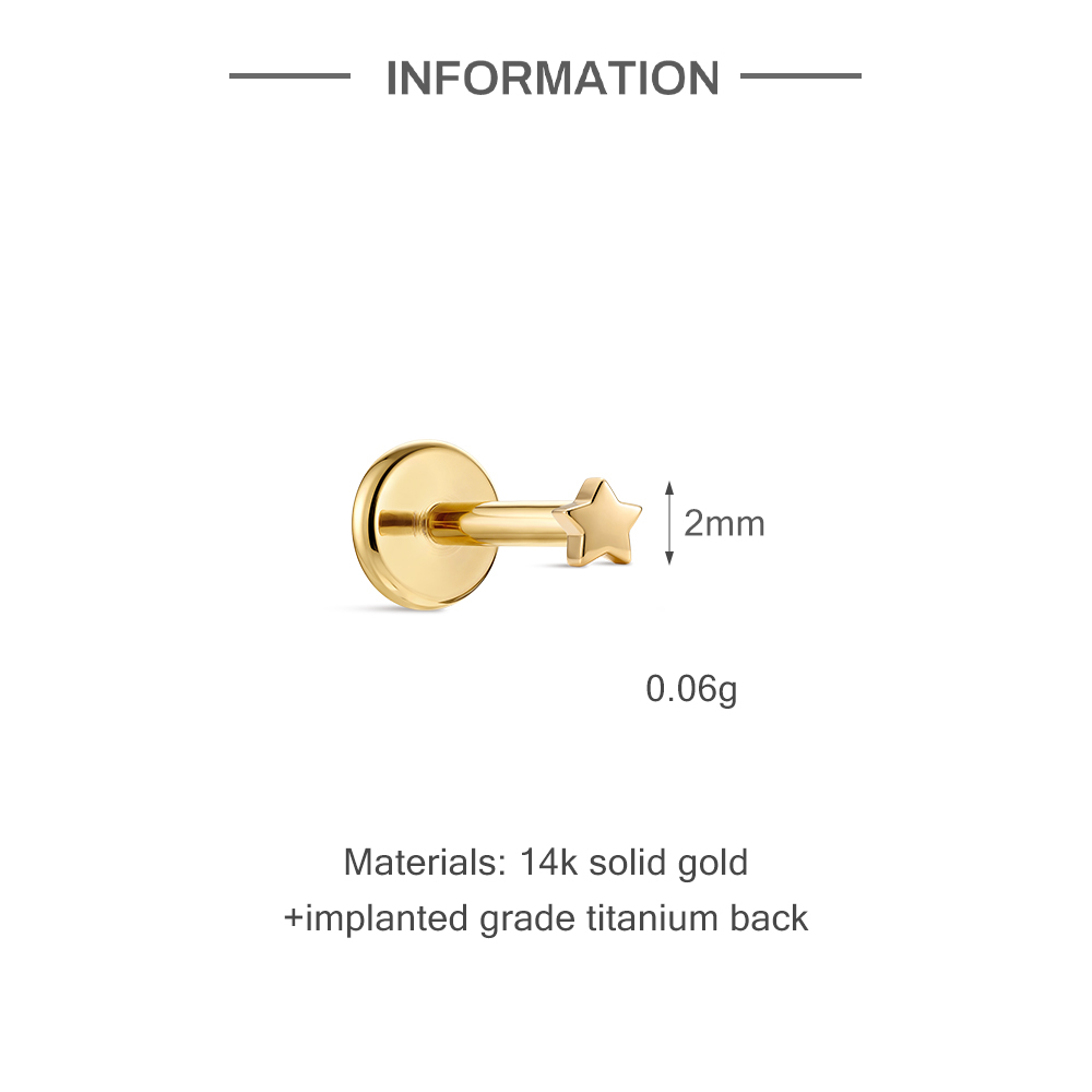 CANNER 14K Solid Gold Tiny Sta - Body Jewelry Cartilage Earrings ulasan dan harga