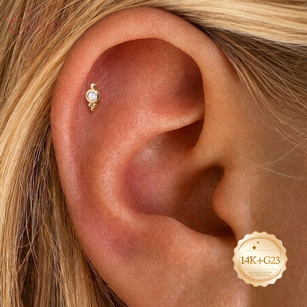 CANNER 14K Solid Gold internal - Body Jewelry Cartilage Earrings ulasan dan harga