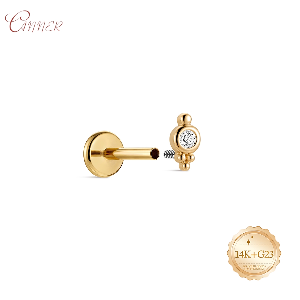 CANNER 14K Solid Gold internal - Body Jewelry Cartilage Earrings ulasan dan harga